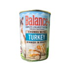 Balance Complete and balanced dog food for adult. Chunks with turkey in gravy. Wt- 415g